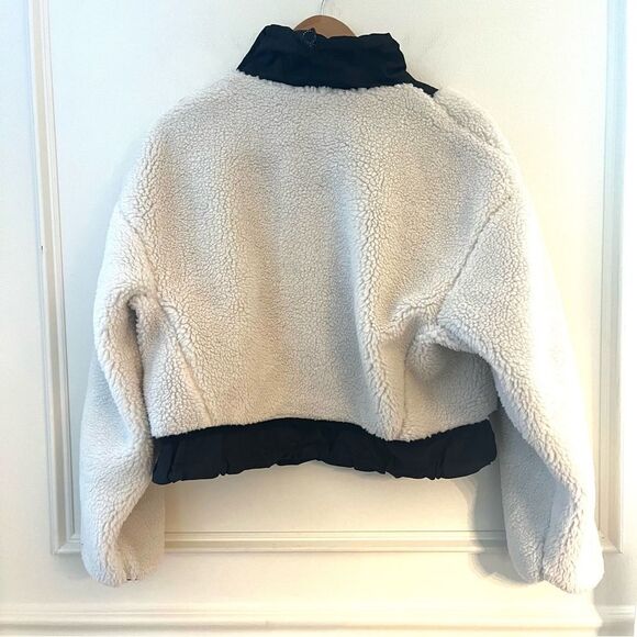 Ena Pelly PIA Faux Fur Shearling Bomber Jacket Cream and Black NWT Sz 6 - Picture 14 of 15